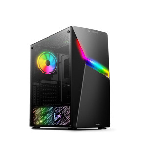 Zebronics Zeb Viking Premium Gaming Chassis with Tempered Glass Side Panel, Multi Color Cooling Fans